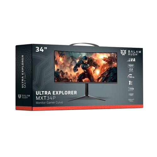 Monitor Gamer Acteck Balam Rush Curvo 34" VA | Resolución 3440x1440, Tasa de Refresco 144Hz
