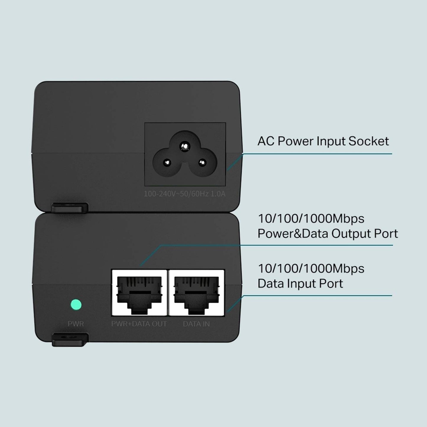 Inyector POE TP-LINK POE160S | IEEE 802.3af, 30W