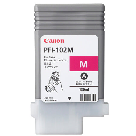 Cartucho Inkjet Canon PFI-102 M | 130ml, Compatible con IPF605, IPF500, IPF600, IPF700, IPF710, IPF720