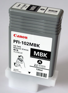 Cartucho Inkjet Canon PFI-102 Mbk | 130ml, Compatible con IPF605, IPF500