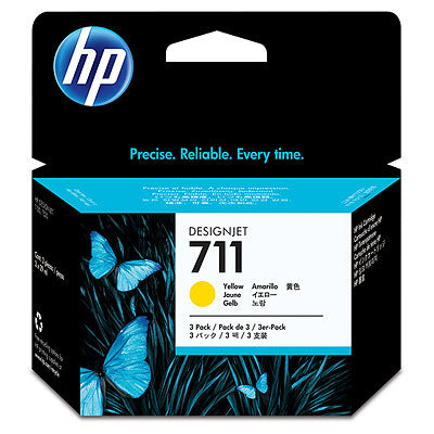 Cartucho de Tinta HP 711 CZ136A | Amarillo, Empaque Múltiple (3 Unidades)