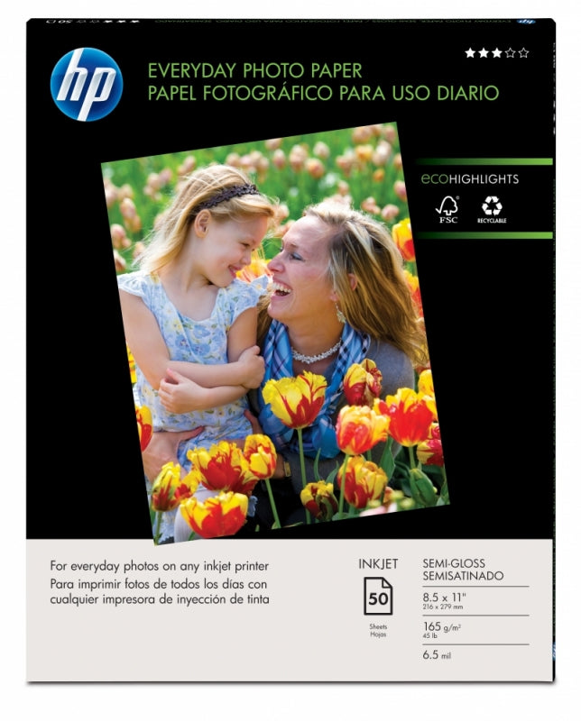 Papel Fotográfico HP Q8723A | Reciclado, Semisatinado, Carta 215.90MM X 279.40MM