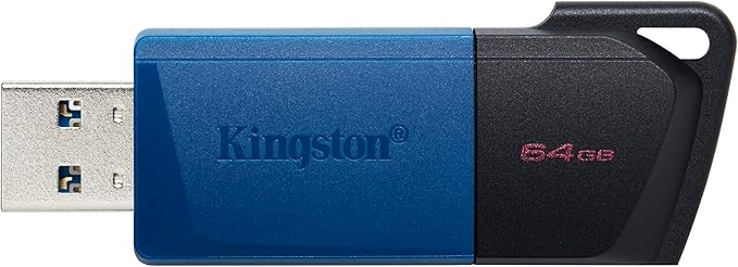 Memoria USB Kingston DTXM/64GB | USB 3.2, Tapa Deslizable (Negra-Azul)