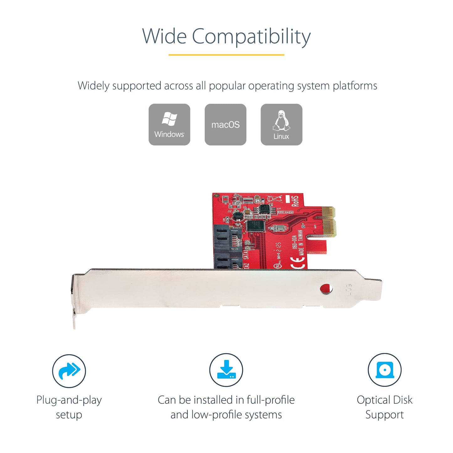 Tarjeta PCIe StarTech.com 2P6G-PCIE-SATA | Controladora SATA, Soporte para 2 Discos
