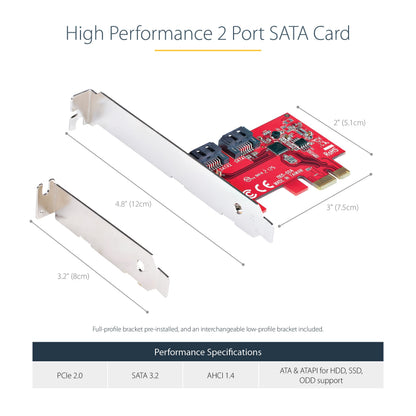 Tarjeta PCIe StarTech.com 2P6G-PCIE-SATA | Controladora SATA, 2 Puertos