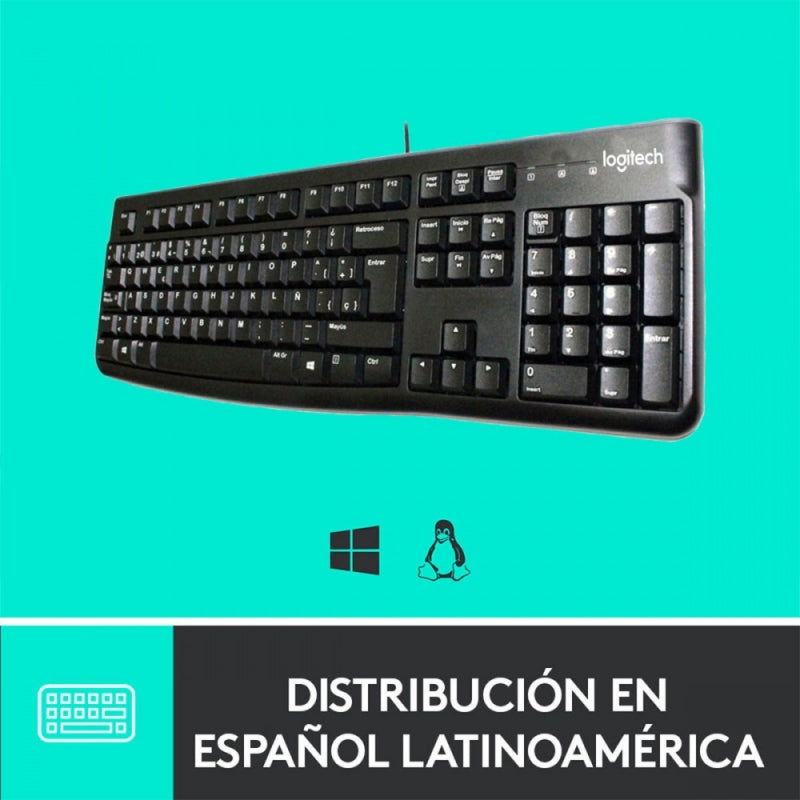 Teclado Logitech K120 | Conexión USB, Diseño Ergonómico