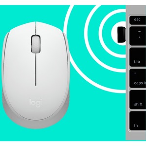 Mouse Logitech M170 - Radiofrecuencia - USB - Óptico - Blanco - Inalámbrico - 2.40GHZ - Simétrico