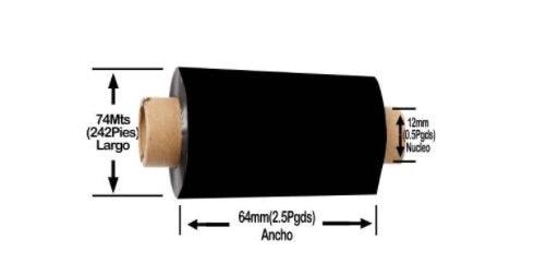 Cinta Térmica Zebra 06000GS06407 | 64mm x 70m, Núcleo de 12mm