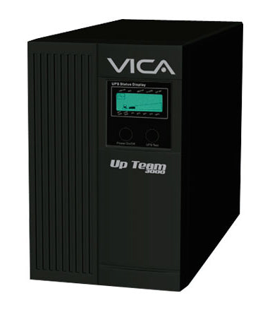 Vica Up Team 3000, NO-BREAK con Regulador Integrado, Capacidad de 3000va / 1800w, Certificado Nom, Pantalla Lcd, 4 Tomas Reguladas y Respaldadas, Puerto Rj11, Software de Monitoreo, 3 Años de