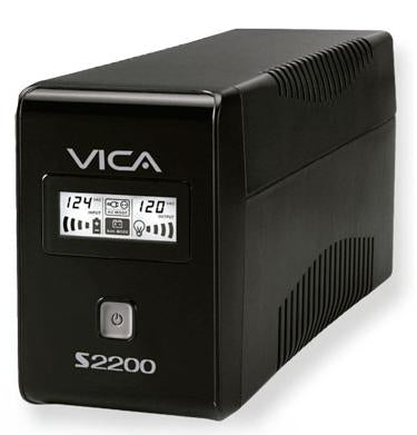 Vica S2200, NO-BREAK con Regulador Integrado, Capacidad de 2200va / 1200w, Equipo de Tamaño Compacto, Formato Torre, con Pantalla Lcd, Color Negro, Certificado Nom, 10 Tomas (5 Tomas Reguladas / 5