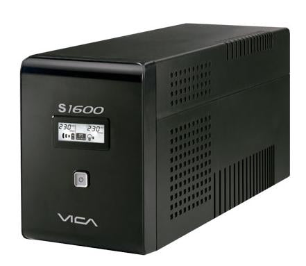 Vica S1600, NO-BREAK con Regulador Integrado, Capacidad de 1600 Va / 900 W, Equipo de Tamaño Compacto, Formato Torre, con Pantalla Lcd, Color Negro, Certificado Nom, 10 Tomas (5 Tomas Reguladas / 5