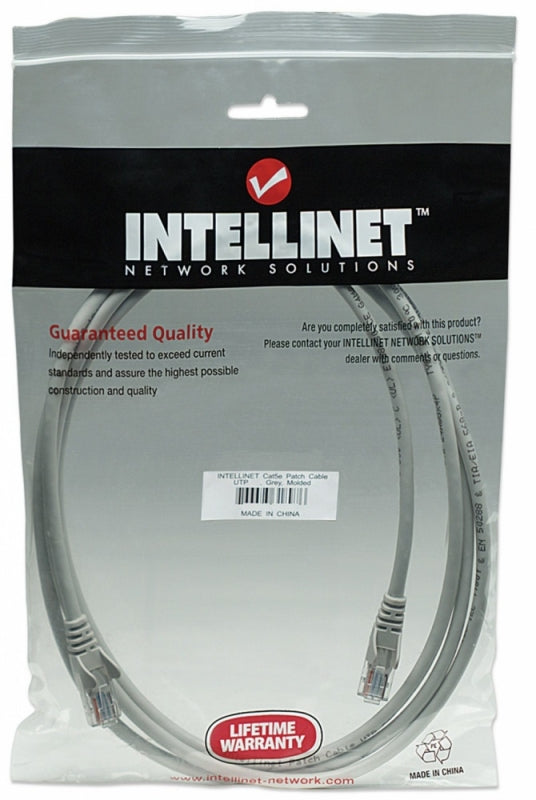 Intellinet Cable Patch 1.0m( 3.0f) Cat 5e Utp Gris - Cable For Conmutador, Módem, Router, Panel de Conexión, Enchufe de Pared, Dispositivo de Red - 1gbit/s - Cable de Conexión - Oro Contacto Chapado