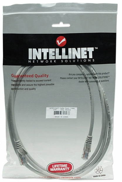 Intellinet Cable Patch 1.0m( 3.0f) Cat 5e Utp Gris - Cable For Conmutador, Módem, Router, Panel de Conexión, Enchufe de Pared, Dispositivo de Red - 1gbit/s - Cable de Conexión - Oro Contacto Chapado