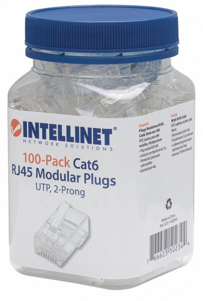 Plug Rj45 Cat6 Multifilar Utp Bote 100 Pzas Oro 15-MICRAS 100 Pzas - Intellinet Plug Rj45 Cat 6 Utp Multifilar 100 Pzas
