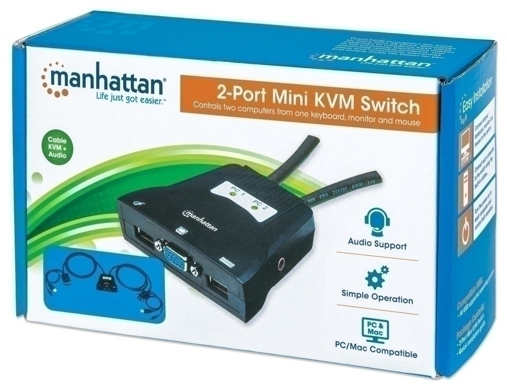 KVM Switch Intellinet 151245 | 2 Computadoras, Resolución 1920x1440, 4 USB
