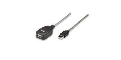 Manhattan Cable USB V2.0 Ext. Activa 4.9m - Cable For Computadora de Escritorio - 480mbit/s - Cable de Extensión - Plata