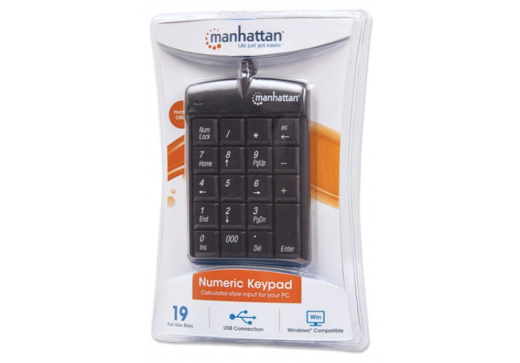 Teclado Numerico Alambrico Conexion USB Negro - Manhattan Teclado Numérico - Keypad