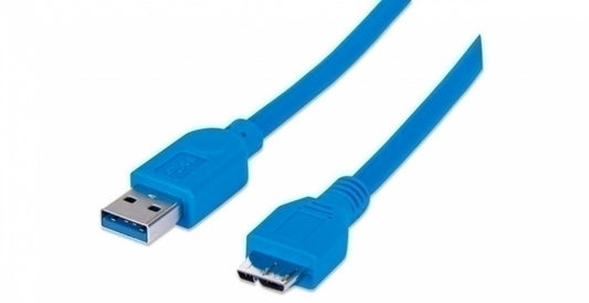 Manhattan Cable USB V3.0 A-MICRO B 2.0m Azul - Cable For Concentrador Usb, Portátil, Cámara, Pda, Computadora de Escritorio, Mac - 5gbit/s - Apantallado - Níquel Conector Chapado - Oro Contacto