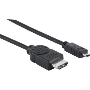 Manhattan Cable HDMI 1.4 M-MICRO 2m+ethernet - Cable For Dispositivo de Audio/vídeo, Tv, Reproductor Blu-ray, Consola de Juegos, Computadora de Escritorio, Pc - 10.2gbit/s - Admite Hasta3840 X 2160 -
