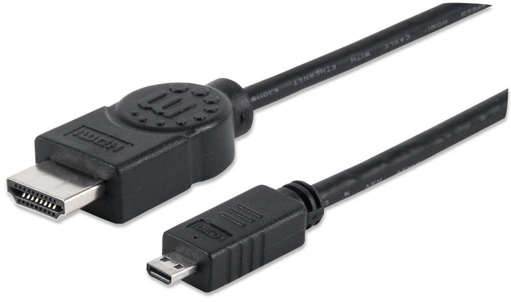 Manhattan Cable HDMI 1.4 M-MICRO 2m+ethernet - Cable For Dispositivo de Audio/vídeo, Tv, Reproductor Blu-ray, Consola de Juegos, Computadora de Escritorio, Pc - 10.2gbit/s - Admite Hasta3840 X 2160 -