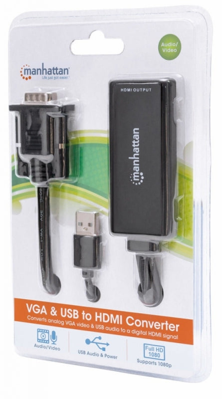 Adaptador VGA a HDMI Intellinet 152426 | Audio y Video, Conexión USB