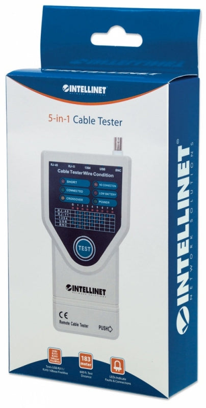 Probador de Cable Intellinet 780094 | RJ11, RJ45, USB, Firewire