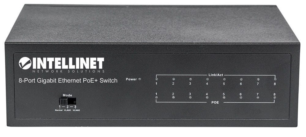 Switch PoE+ Intellinet 561204 | 8 Puertos Gigabit, Alimentación a través de Ethernet