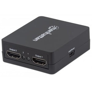 Manhattan Video Splitter HDMI 1080p, 1 In:2 Out, Alimentado Por USB - 1920 X 1200 - 225MHZ Ancho de Banda de Vídeo Máximo - 15m Distancia Máxima de Funcionamiento - 1 X Entrada HDMI - 2 X Salida HDMI