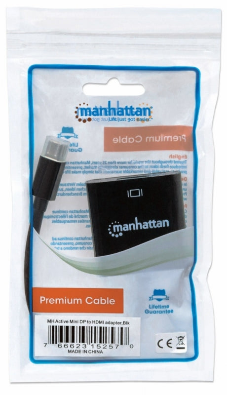 Manhattan Adaptador Displayport Mini M a HDMI H 4k@60hz - Cable For Dispositivo de Audio/vídeo, Monitor, Proyector, Tarjeta Gráfica - 2.7gbit/s - Admite Hasta3840 X 2160 - Apantallado - Níquel