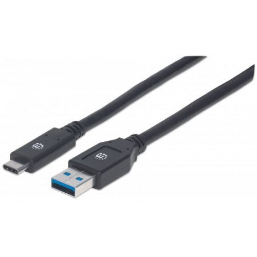 Manhattan Cable USB-C V3.1, C-A 3.0m Negro - 5gbit/s - Apantallado - Níquel Contacto Chapado - 28 Awg - Negro