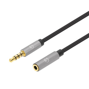 Manhattan 356022 1m Minifono Cable de Audio - Cable For Dispositivo de Audio, Estéreo de Coche, Auricular, Altavoz, Smartphone, Portátil, Tableta, Ipod, Reproductor Mp3, Amplificador, Teléfono, ... -