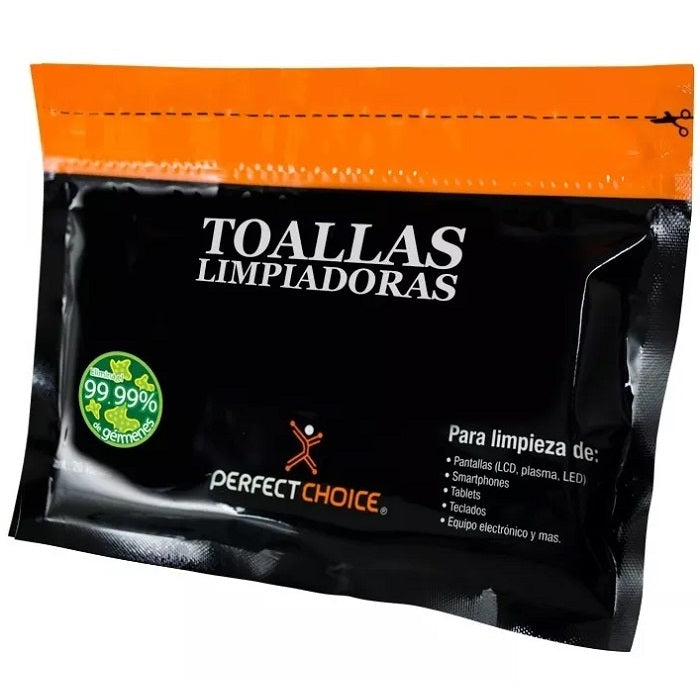 Toallas Limpiadoras para Pantallas de Tv y Monitores Pack de 20 | Perfect Choice