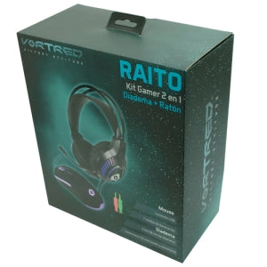 Kit Gamer MasterChoice V-930648 | Audífonos Alámbricos, Mouse 4000 DPI con Luz RGB