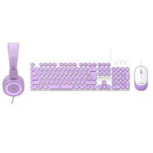 Kit de Teclado, Mouse y Diadema MasterChoice PC-201724 | Alámbrico, Color Morado