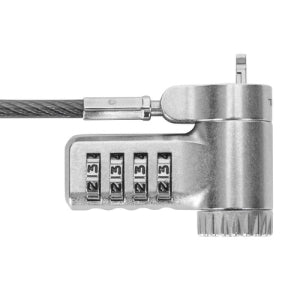 Targus Defcon Asp96rglx Cable de Bloqueo para Monitor, Base de Conexión, Portátil - 1.98m Cable - Reiniciable - 4-dígitos - Barra en T Patentada/cierre de Combinación - Plata - Metal Galvanizado -