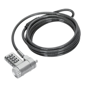 Targus Defcon Asp96rglx Cable de Bloqueo para Monitor, Base de Conexión, Portátil - 1.98m Cable - Reiniciable - 4-dígitos - Barra en T Patentada/cierre de Combinación - Plata - Metal Galvanizado -