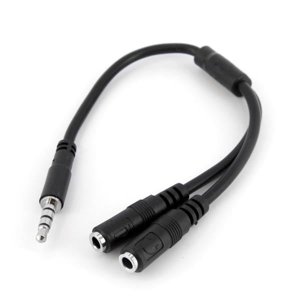 Startech.com Adaptador de Diadema MINI-JACK 3.5MM 4 Pines a Conectores Separados de Audífonos y de Micrófono - M a 2xh - Cable For Dispositivo de Audio, Portátil, Auriculares, Auricular, Altavoz,