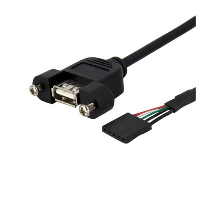 Startech.com Cable de 0.9m USB 2.0 para Montaje en Panel Conexión a Placa Madre - Hembra USB a - Cable For Placa Base - Negro