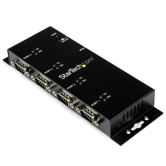 Startech.com Hub Concentrador Adaptador USB a Serial Rs232 Db9 4 Puertos - Riel Din Industrial Montaje en Pared - USB - Pc, Mac, Linux - 4 X Número de Puertos Serie Externos - 1 X Número de Puertos