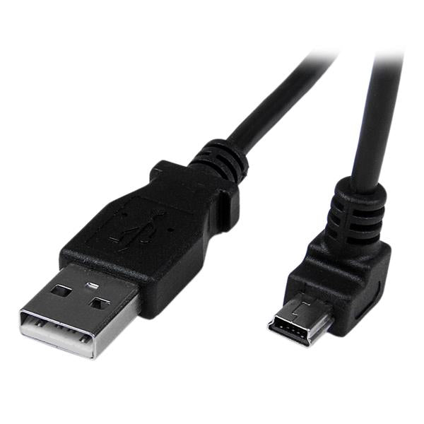 Startech.com Cable Adaptador 2m USB a Macho a Mini USB B Macho Acodado en Ángulo Hacia Abajo - Cable For Cámara Digital, Disco Duro, Teléfono Móvil, Receptor Gps, Cámara Digital, Smartphone, Mac, Pc