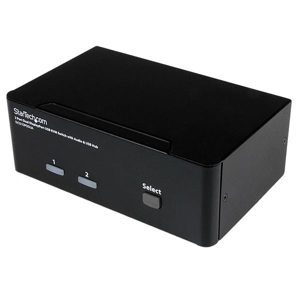 Startech.com Conmutador Switch Kvm de 2 Puertos con USB 2.0 Audio Video Displayport de 2 Monitores - 2 Computador(es) - 1 Usuarios Locales - Wquxga - 3840 X 2400 - 6 X Displayport - de Escritorio