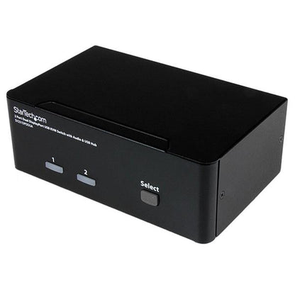 Startech.com Conmutador Switch Kvm de 2 Puertos con USB 2.0 Audio Video Displayport de 2 Monitores - 2 Computador(es) - 1 Usuarios Locales - Wquxga - 3840 X 2400 - 6 X Displayport - de Escritorio