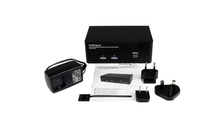 Startech.com Conmutador Switch Kvm de 2 Puertos con USB 2.0 Audio Video Displayport de 2 Monitores - 2 Computador(es) - 1 Usuarios Locales - Wquxga - 3840 X 2400 - 6 X Displayport - de Escritorio