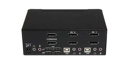 Startech.com Conmutador Switch Kvm de 2 Puertos con USB 2.0 Audio Video Displayport de 2 Monitores - 2 Computador(es) - 1 Usuarios Locales - Wquxga - 3840 X 2400 - 6 X Displayport - de Escritorio