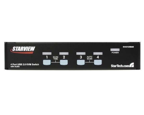 Startech.com Switch Conmutador Kvm de 4 Puertos VGA con Audio y Hub USB 2.0 - Montaje en Rack - 4 Computador(es) - 1 Usuarios Locales - 1920 X 1440 - 8 X USB - 5 X VGA - 1u - Montable en Bastidor, de