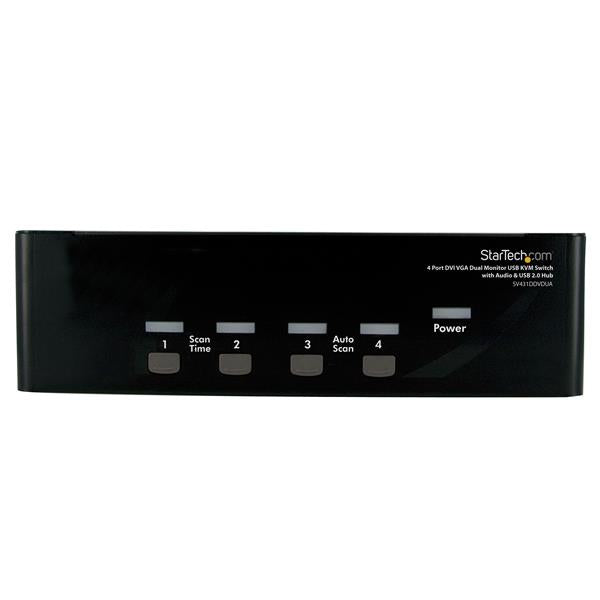 Startech.com Conmutador Switch Kvm para 4 Computadoras y 2 Pantallas Dvi VGA Audio Puertos USB - 1920x1440 - 4 Computador(es) - 1 Usuarios Locales - Svga, Wuxga - 1920 X 1440 - 8 X USB - 5 X Dvi - 5