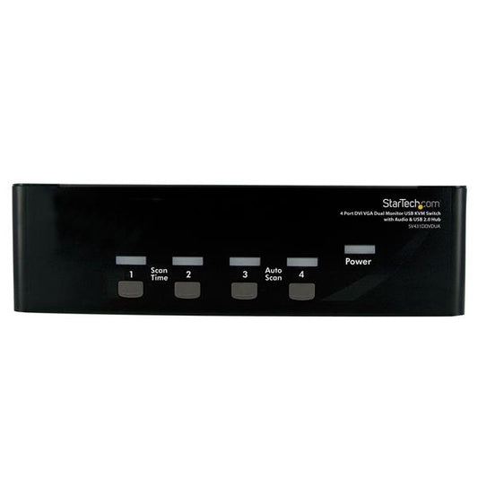 Startech.com Conmutador Switch Kvm para 4 Computadoras y 2 Pantallas Dvi VGA Audio Puertos USB - 1920x1440 - 4 Computador(es) - 1 Usuarios Locales - Svga, Wuxga - 1920 X 1440 - 8 X USB - 5 X Dvi - 5