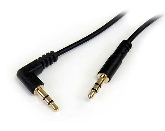 Startech.com Cable Delgado de 91CM de Audio Estéreo Mini Jack de 3.5MM en Ángulo Derecho Macho a Macho - Cable For Dispositivo de Audio, Iphone, Ipod, Ipad, Reproductor Mp3, Tarjeta de Sonido - Oro