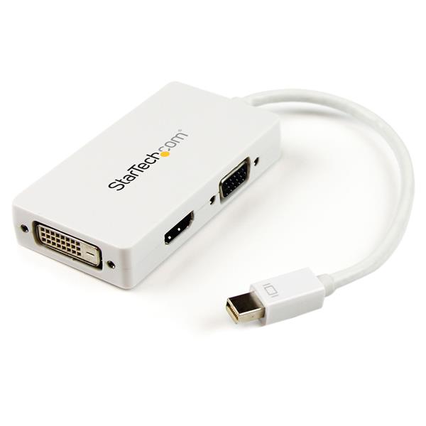 Startech.com Adaptador Mini Displayport a VGA Dvi o HDMI - Convertidor A/v 3 en 1 para Viajes - 1080p - 1920x1200 - Blanco - Extremo Principal: 1 X HDMI Hembra Audio/vídeo Digital, Extremo Principal: