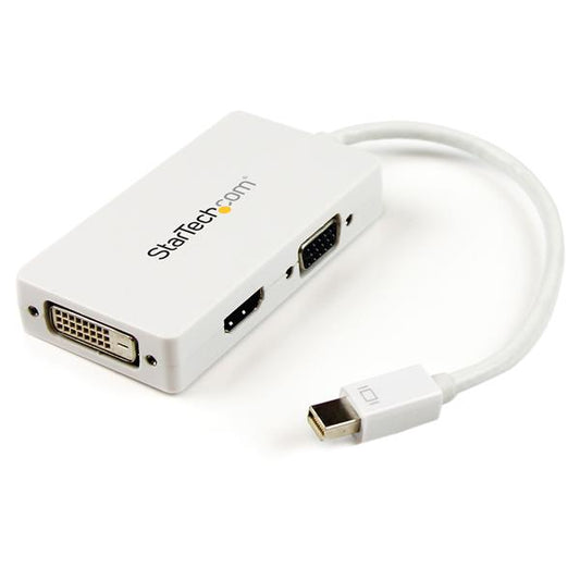 Startech.com Adaptador Mini Displayport a VGA Dvi o HDMI - Convertidor A/v 3 en 1 para Viajes - 1080p - 1920x1200 - Blanco - Extremo Principal: 1 X HDMI Hembra Audio/vídeo Digital, Extremo Principal: